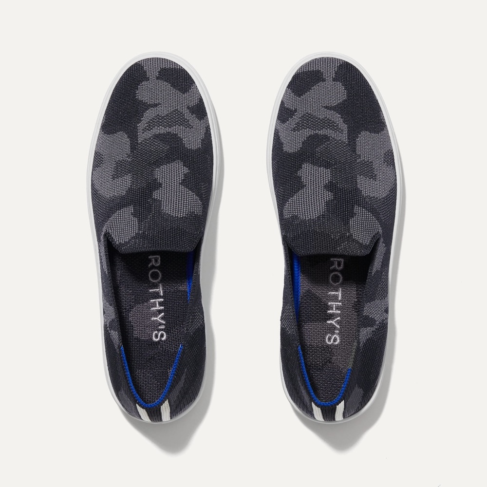 Rothy's Gray and Black Camouflage Sneakers